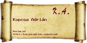 Kopcsa Adrián névjegykártya